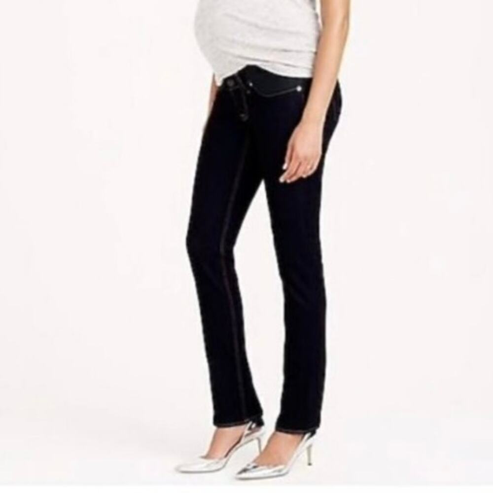 J Crew Maternity Dark Wash Matchstick Side Panel Maternity Jeans Size 27